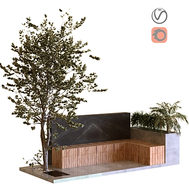 Botanic Bench Set: 032 - Nature-inspired 3D Model 3D model image 1 