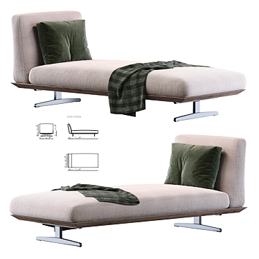 Elegant Evergreen Chaise Lounge - Versatile Luxury 3D model image 1 