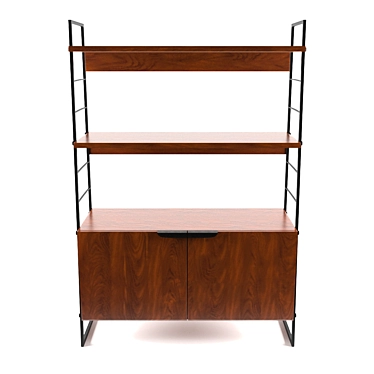 Vintage Watford Steel & Walnut Rack 3D model image 1 