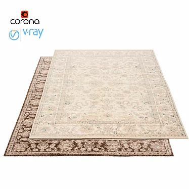 Vintage Velvet Beige Brown Rug 3D model image 1 