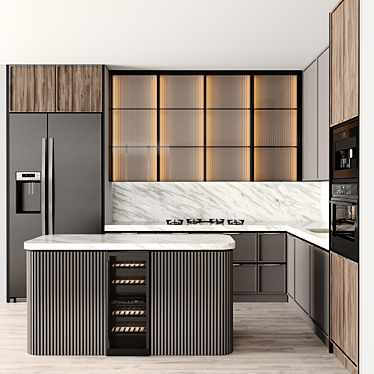 Modular Kitchen 3D Model 3D model image 1 