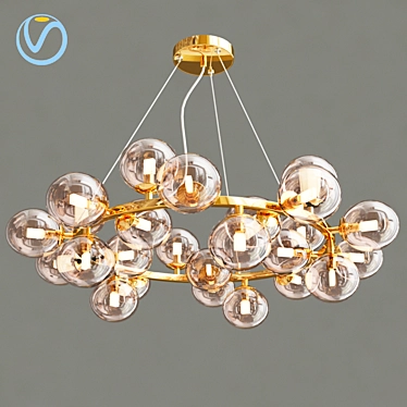 Modern 25-Light Gold Chandelier 3D model image 1 