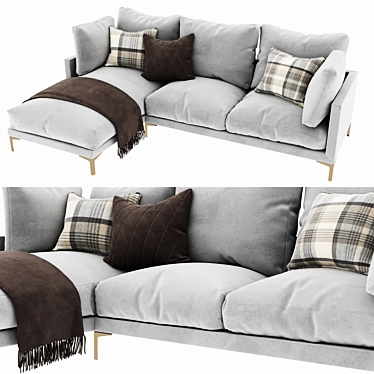 Adams Metal & Fabric Chaise Sectional 3D model image 1 