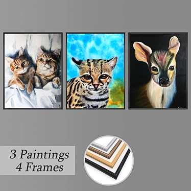 3-Piece Wall Art Set with Multiple Frame Options 3D model image 1 