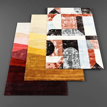 Vibrant Rug Collection: 5 Textured Carpets 3D model image 1 