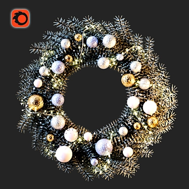 Festive Holiday Wreath with Ornaments 3D model image 1 
