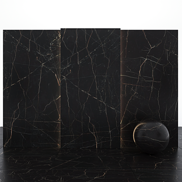 Sleek BlackMarble Slabs & Tiles 3D model image 1 