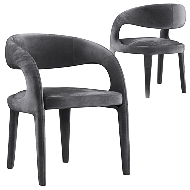 Elegant Charcoal Velvet Dining Chair 3D model image 1 