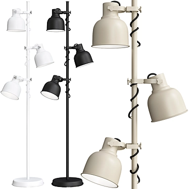 HEKTAR 3-Lamp Floor Lamp: Modern Lighting Solution 3D model image 1 