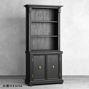 Vintage Oak Bookcase Moonzana 3D model image 1 