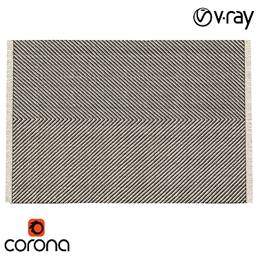 Modern Chevron Woven Rug: Wool Blend 3D model image 1 