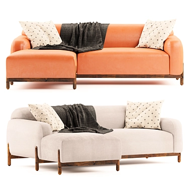 Elegant Moln Chaise Sofa 3D model image 1 