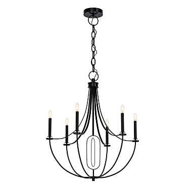 Elegant 6-Light Elk Chandelier 3D model image 1 