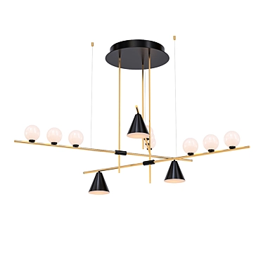 Modern Glass and Metal Hanging Pendant Light 3D model image 1 