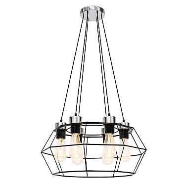 Industrial Black Wire Cage Lamp 3D model image 1 