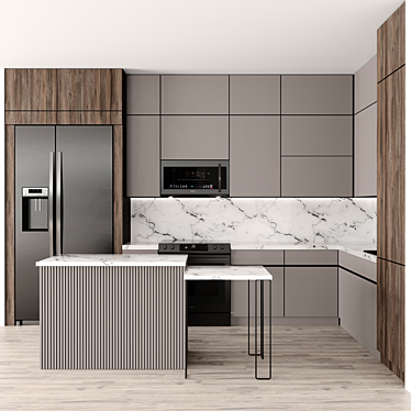 Modern Kitchen Interior Design 3D model image 1 