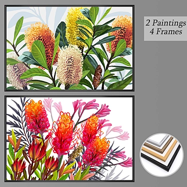 Versatile Wall Art Set with Frames 3D model image 1 