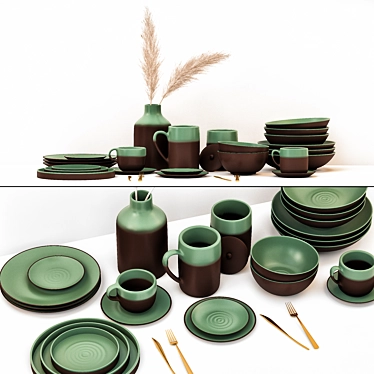 Elegant Decor Cookware Set 3D model image 1 