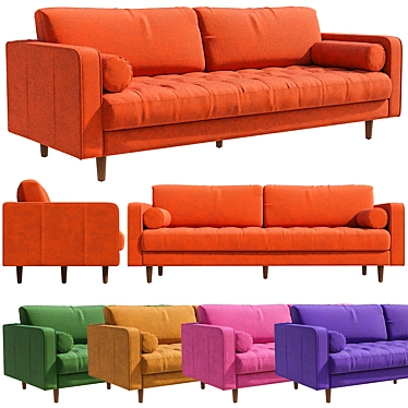 Versatile 3-Seater Sofa: Customizable & Lowpoly 3D model image 1 