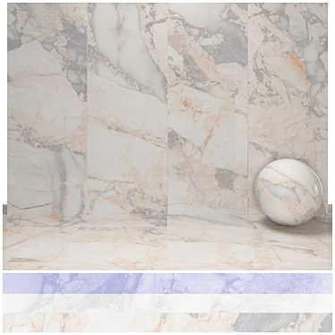 Colonial Blue Marble: Luxury 4-Texture Tiles 3D model image 1 