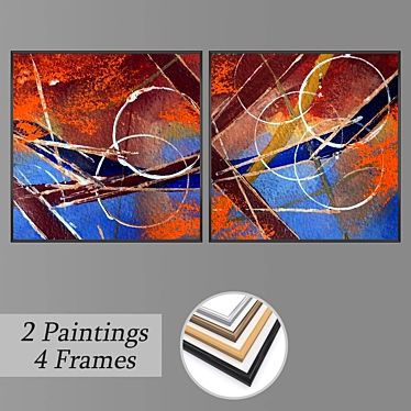  2-Piece Wall Paintings Set with 4 Frame Options 3D model image 1 