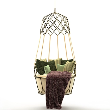 Cozy EMFURN Hanging Chair: Hair & Fur Blanket 3D model image 1 