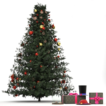 Festive Christmas Tree & Gift Bundle 3D model image 1 