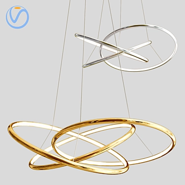 Cosmic Copper Pendant: Small LED Saturn 3D model image 1 