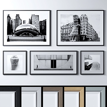 Contemporary Paint Frames - Set of 5 3D model image 1 