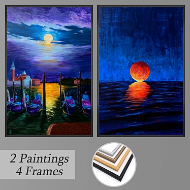 Elegant Set of 2 Wall Paintings 3D model image 1 