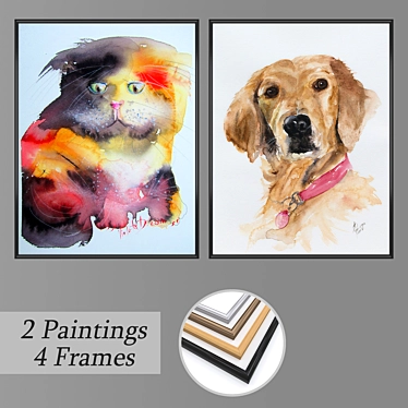 Modern Wall Art Set with Multiple Frame Options 3D model image 1 