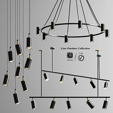 Sleek LED Pendant Collection 3D model image 1 