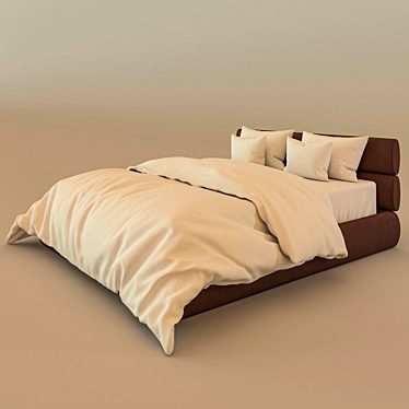 Sleek Modern Bed - 1600 x 2000mm 3D model image 1 