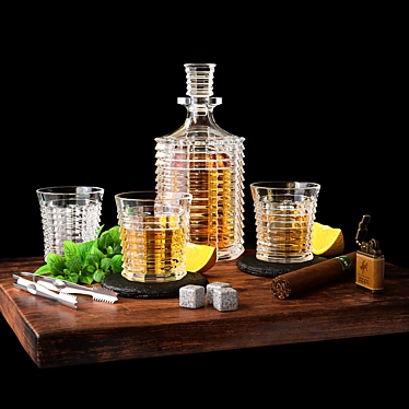 Luxury Crystal Whiskey Decanter Set 3D model image 1 