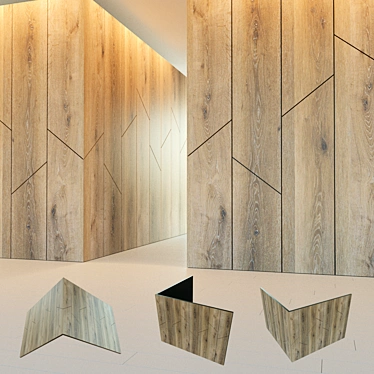 Wooden Corner Decor Panel: Elegant 3D Design 3D model image 1 