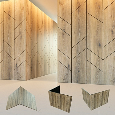 Title: Wooden Corner Panel - Decorative 3D Wall 3D model image 1 