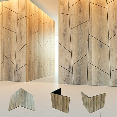 Wooden 3D Wall Panel. High-Res Texture. Decorative Corner. 3D model image 1 