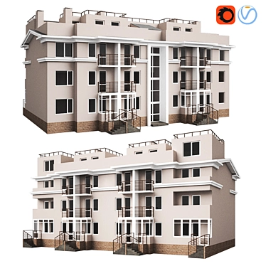 Modern Residential Building 26x17x13m 3D model image 1 