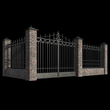 Metal Fence and Gate Panels 3D model image 1 