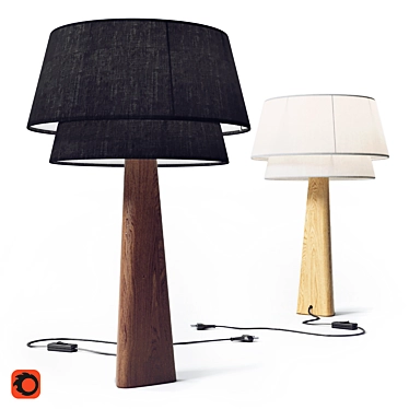 Title: Nestwood Lamp with Double Cotton Shade 3D model image 1 