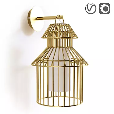 Golden Birdcage Wall Lamp 3D model image 1 