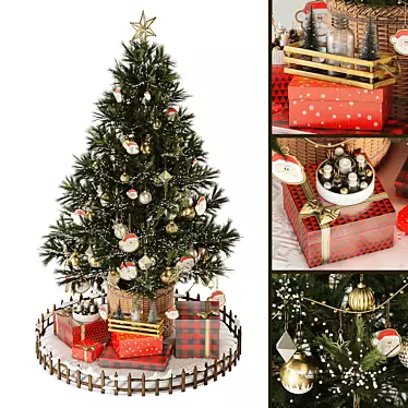 Festive Christmas Tree with Accessories 3D model image 1 
