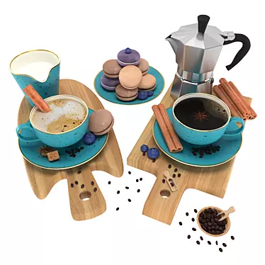 Elegant Coffee Set: OBJ File Included 3D model image 1 