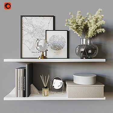 Elegant Decorative Shelf Set 3D model image 1 