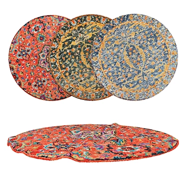 Round Carpet Set - Various Designs 3D model image 1 