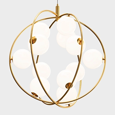 Spherical Glass Chandelier with Metal Frame 3D model image 1 