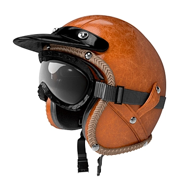 Handcrafted Leather Motorcycle Helmet 3D model image 1 