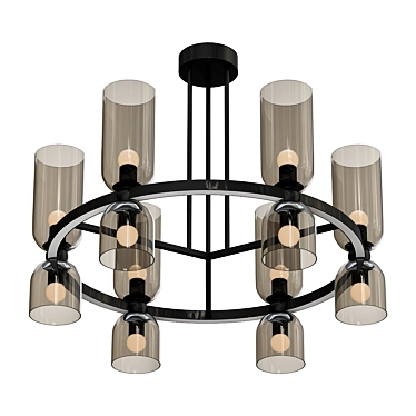 Chic Amber Glass Chandelier 3D model image 1 