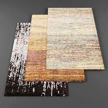 Modern Rugs Set: 3 Textured Carpets 3D model image 1 