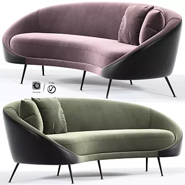 Mood: Italian Midcentury Curved Sofa 3D model image 1 